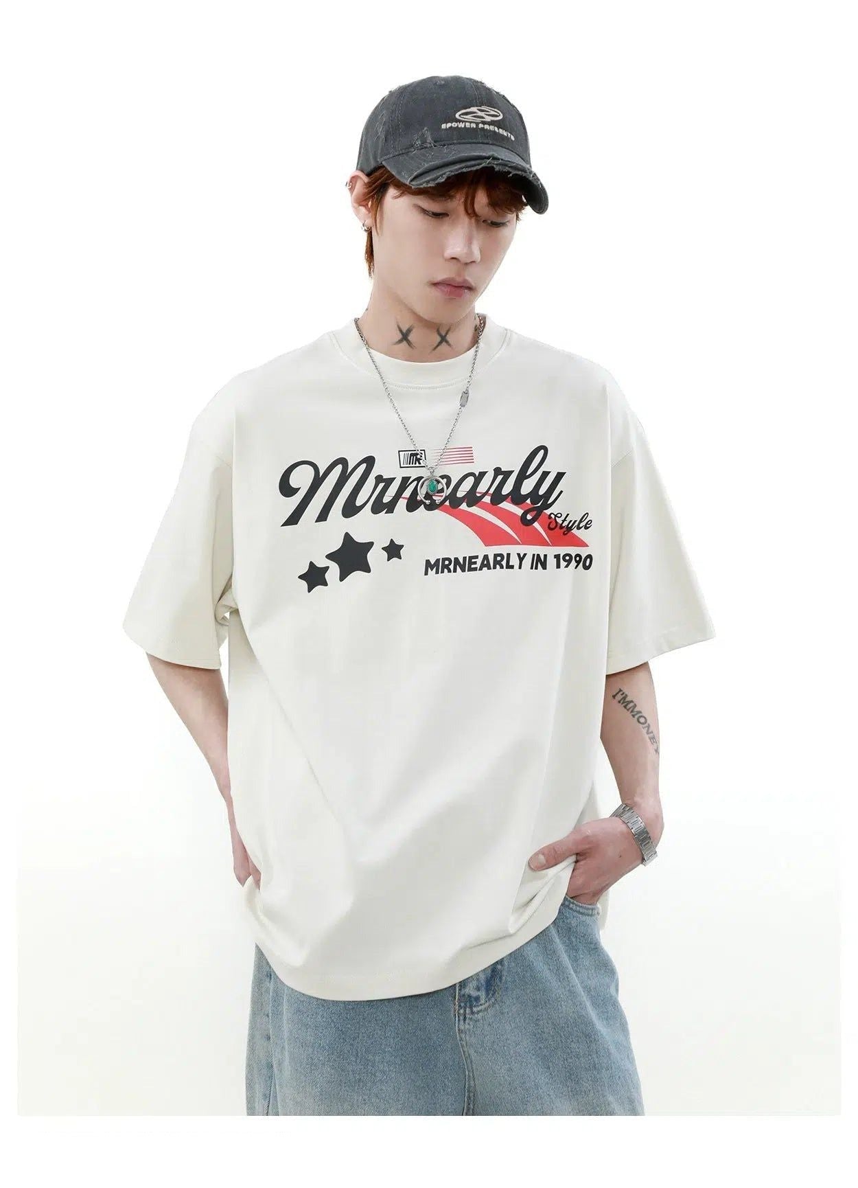 90 Lettered Logo T-Shirt Korean Street Fashion T-Shirt By Mr Nearly Shop Online at OH Vault