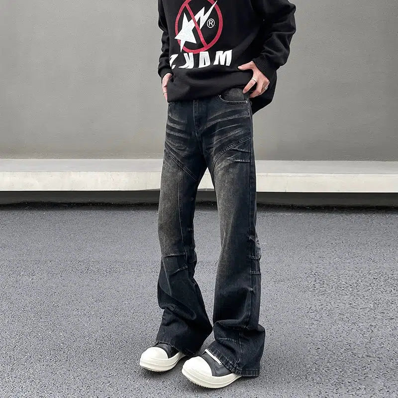 Structured Lines and Whiskers Jeans Korean Street Fashion Jeans By A PUEE Shop Online at OH Vault