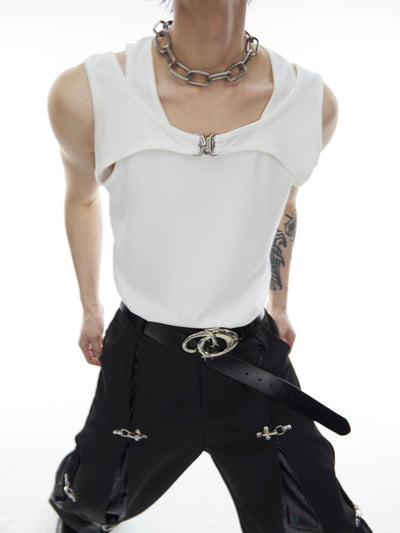 Two Piece Metal Buckle Tank Top Korean Street Fashion Tank Top By Argue Culture Shop Online at OH Vault