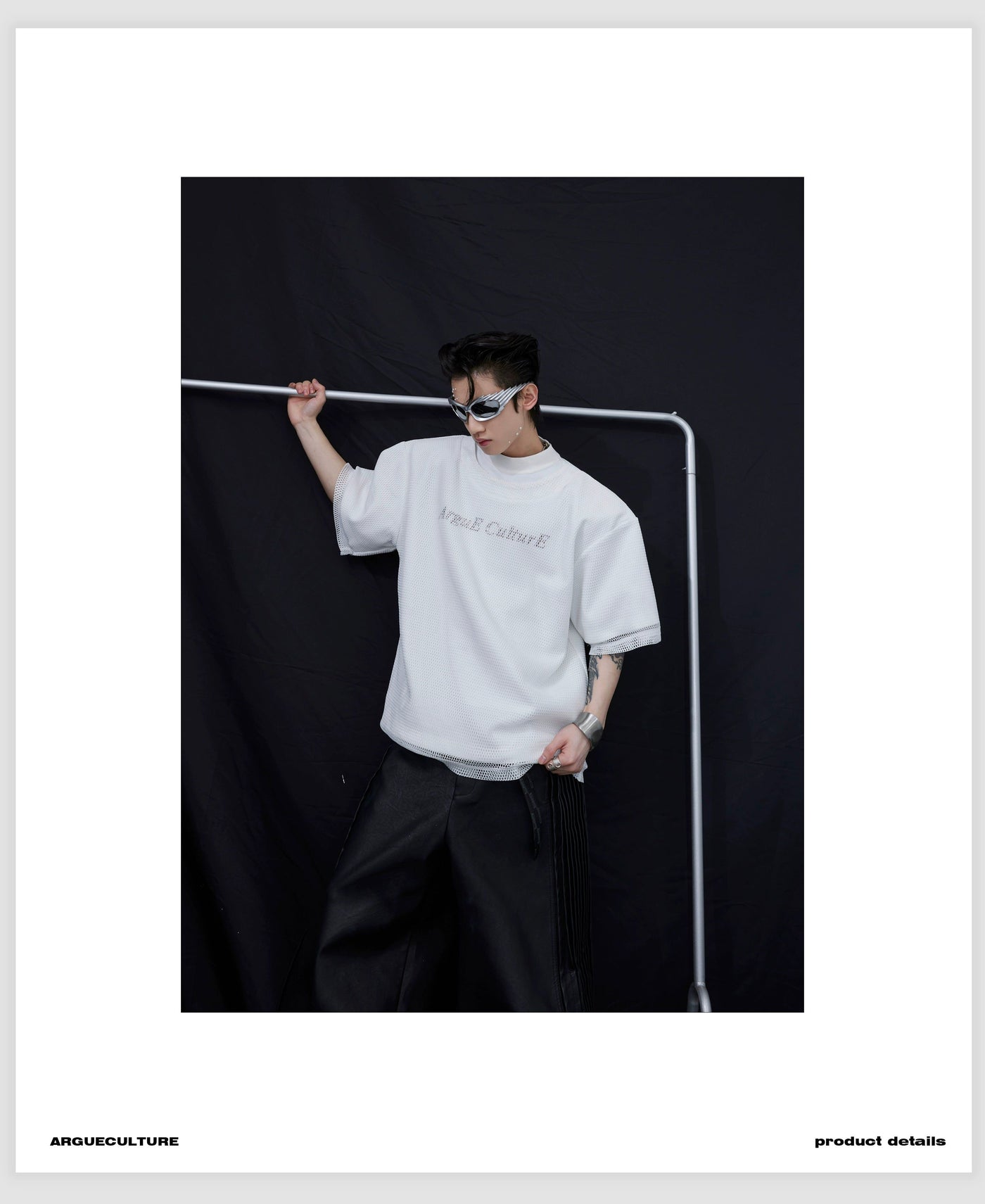 Mesh Layer Detail T-Shirt Korean Street Fashion T-Shirt By Argue Culture Shop Online at OH Vault