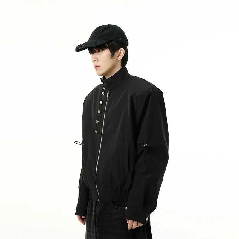 Plain Buttons Accent Jacket Korean Street Fashion Jacket By 77Flight Shop Online at OH Vault