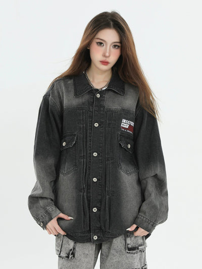 Flap Pocket Washed Denim Jacket Korean Street Fashion Jacket By INS Korea Shop Online at OH Vault