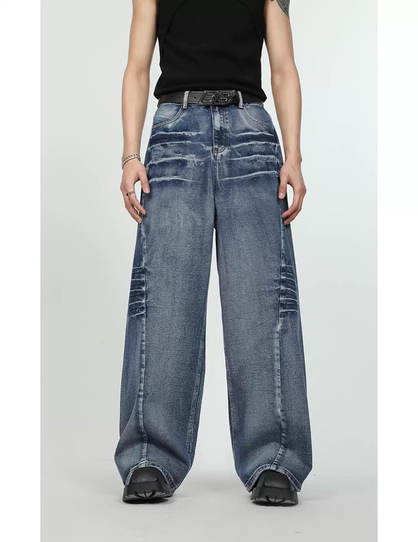 Washed Denim Jacket & Wide Jeans Set Korean Street Fashion Clothing Set By Turn Tide Shop Online at OH Vault