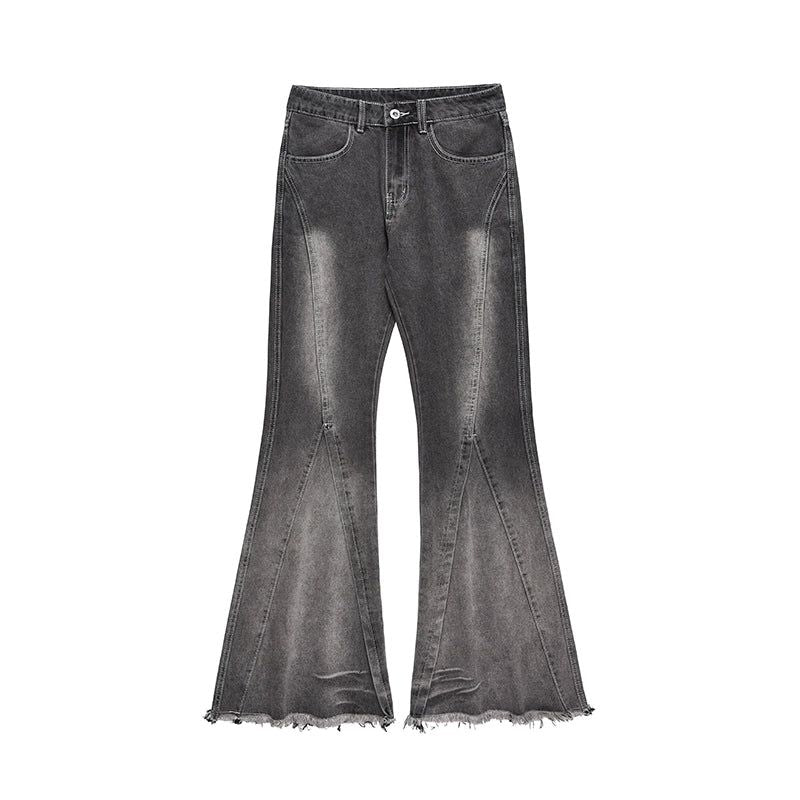 Fade Fringed Hem Flare Leg Jeans Korean Street Fashion Jeans By A PUEE Shop Online at OH Vault