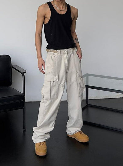 MEBXX Loose Straight Pocket Cargo Pants Korean Street Fashion Pants By Made Extreme Shop Online at OH Vault