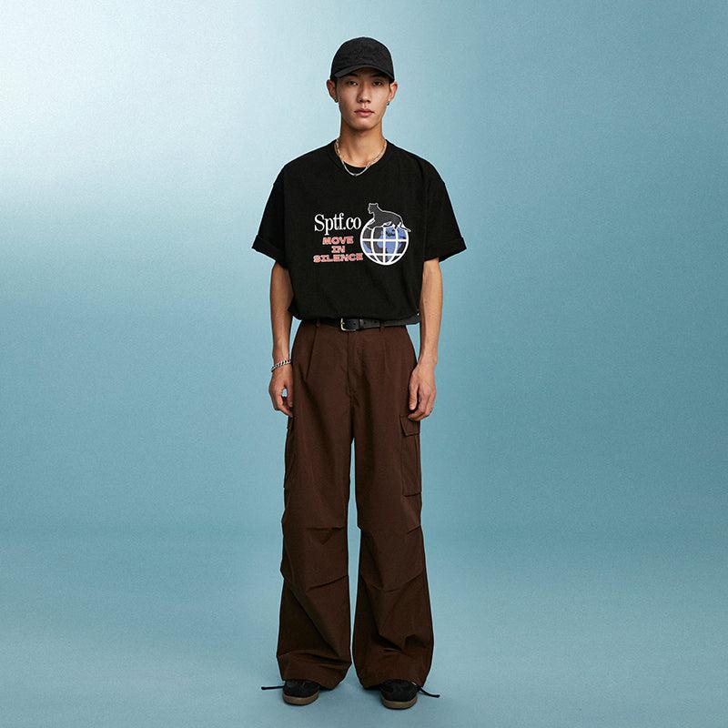 Super Tofu Loose Pleated Cargo Pants Korean Street Fashion Pants By Super Tofu Shop Online at OH Vault