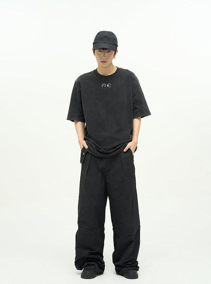 77Flight Drawstring Stitched Detail Parachute Pants Korean Street Fashion Pants By 77Flight Shop Online at OH Vault