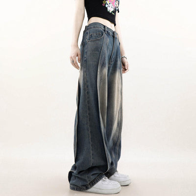 Acid Washed Irregular Style Jeans Korean Street Fashion Jeans By Mr Nearly Shop Online at OH Vault