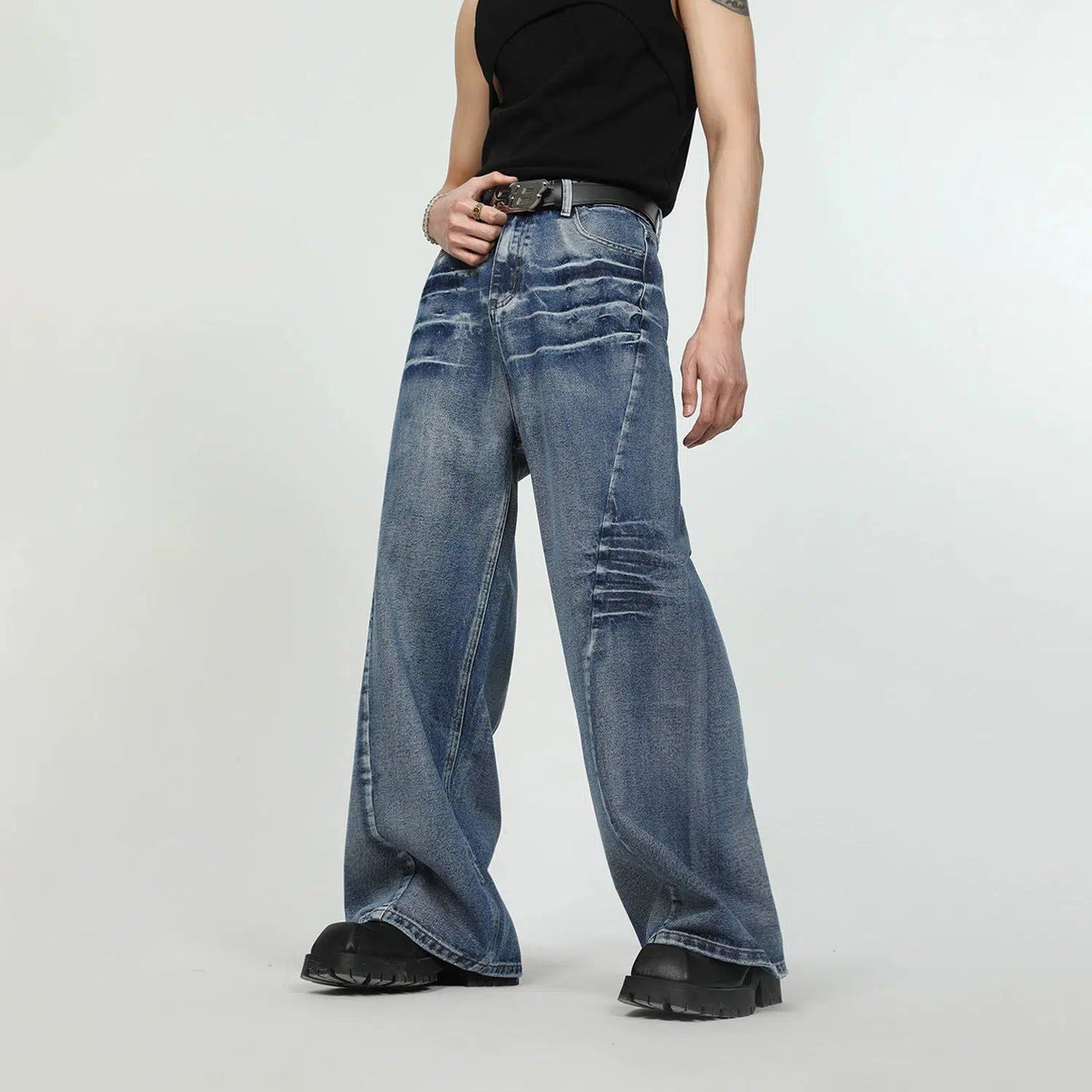 Washed and Whiskers Jeans Korean Street Fashion Jeans By Turn Tide Shop Online at OH Vault