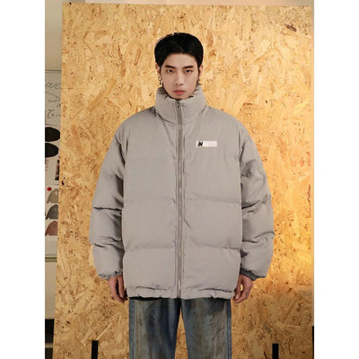 Logo Print Puffer Jacket Korean Street Fashion Jacket By Mr Nearly Shop Online at OH Vault