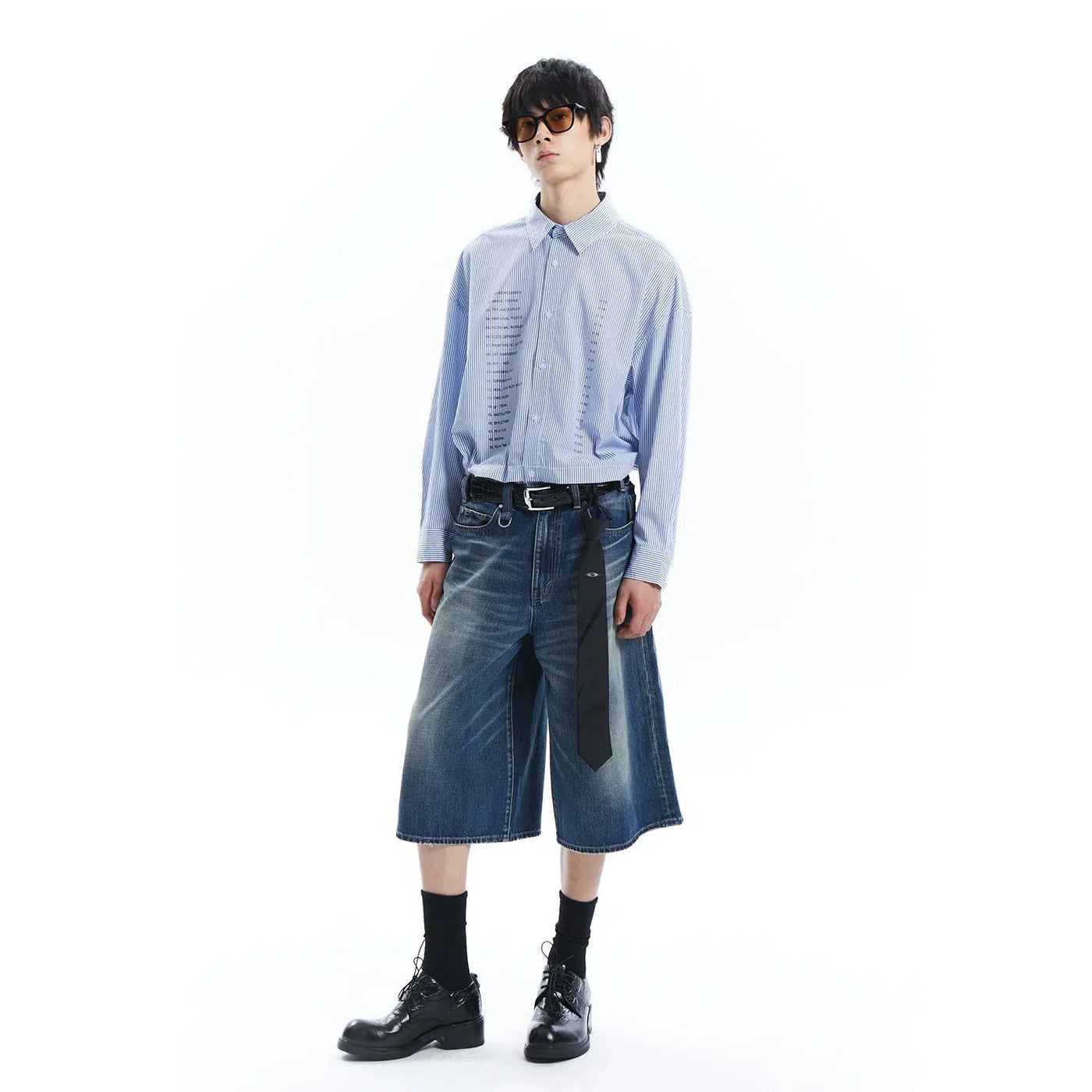 Terra Incognita Wide Leg Denim Long Shorts Korean Street Fashion Shorts By Terra Incognita Shop Online at OH Vault