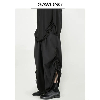 Ruched Side String Pants Korean Street Fashion Pants By SAWong Shop Online at OH Vault