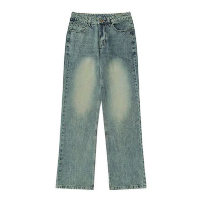 Light Washed Effect Straight Jeans Korean Street Fashion Jeans By Mr Nearly Shop Online at OH Vault