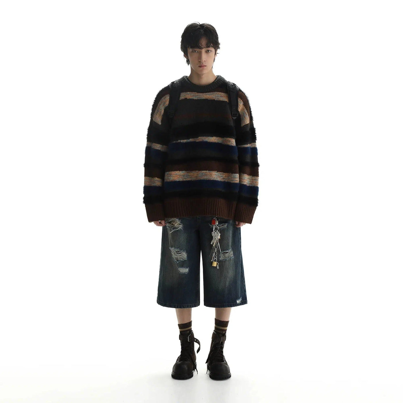 Asymmetric Stripes Sweater Korean Street Fashion Sweater By Mason Prince Shop Online at OH Vault