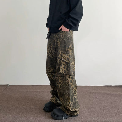 Leopard Print Pleats Cargo Pants Korean Street Fashion Pants By A PUEE Shop Online at OH Vault