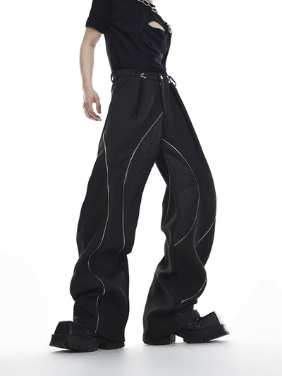 Argue Culture Irregular Metal Zip Stitched Trousers Korean Street Fashion Pants By Argue Culture Shop Online at OH Vault