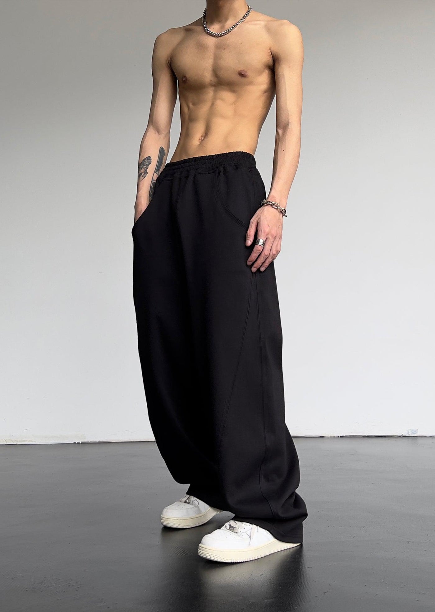 MEBXX Solid Relaxed Fit High Waisted Sweatpants Korean Street Fashion Pants By Made Extreme Shop Online at OH Vault
