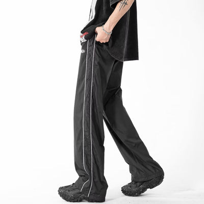 Piping Line Contrast Embroidery Pants Korean Street Fashion Pants By Made Extreme Shop Online at OH Vault