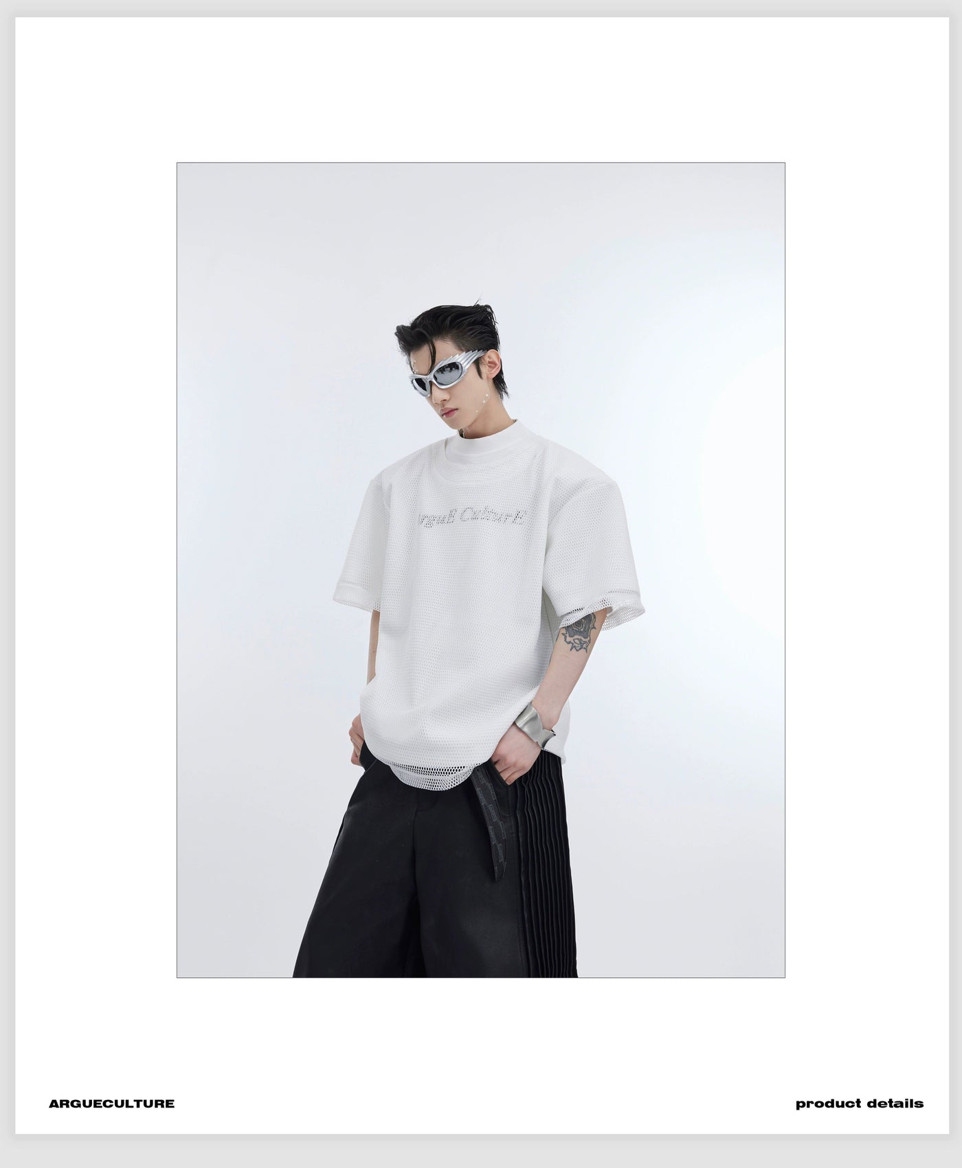 Mesh Layer Detail T-Shirt Korean Street Fashion T-Shirt By Argue Culture Shop Online at OH Vault