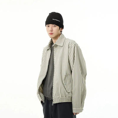 Casual Vertical Stripes Jacket Korean Street Fashion Jacket By 77Flight Shop Online at OH Vault