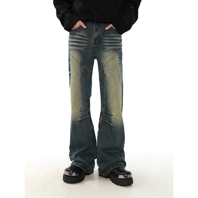 Faded Pleats Wide Leg Jeans Korean Street Fashion Jeans By Mr Nearly Shop Online at OH Vault