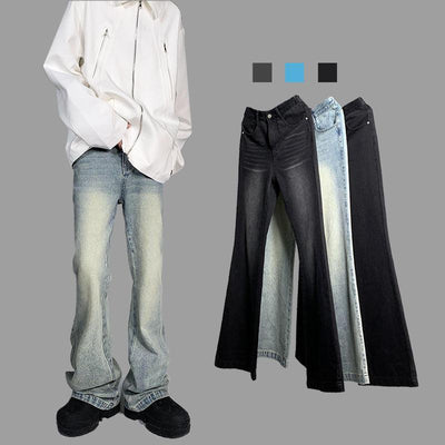 Ash Dark Solid Washed Flare Leg Slim Fit Jeans Korean Street Fashion Jeans By Ash Dark Shop Online at OH Vault