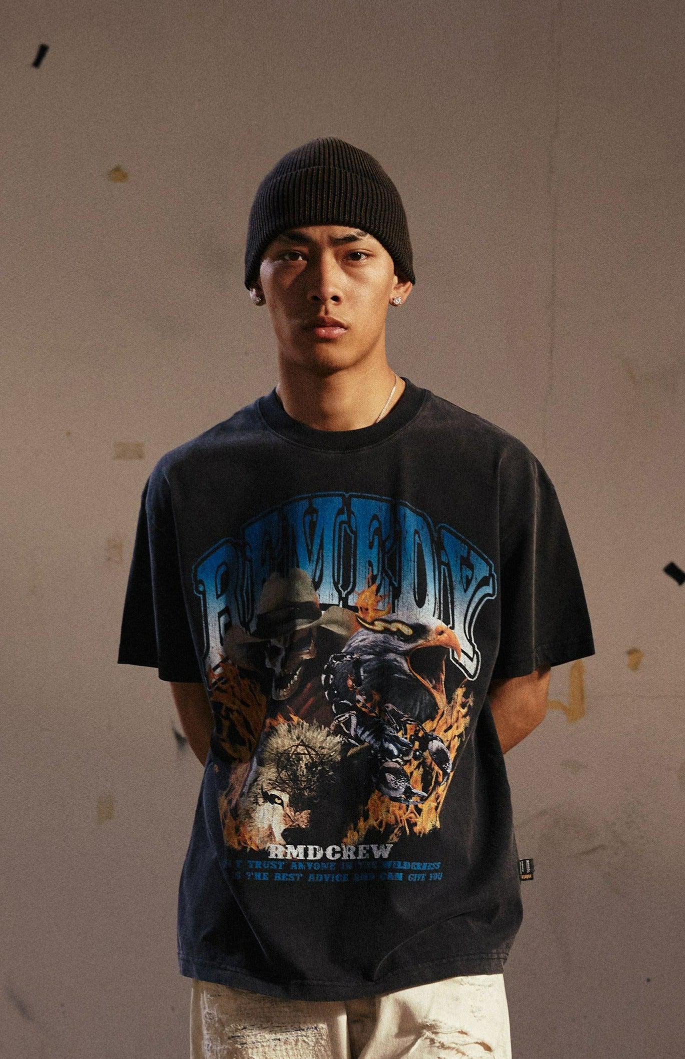 Wild Flame Graphic T-Shirt Korean Street Fashion T-Shirt By Remedy Shop Online at OH Vault