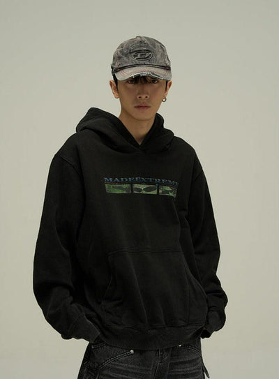 77Flight Casual Faded Graphics Kangaroo Pocket Hoodie Korean Street Fashion Hoodie By 77Flight Shop Online at OH Vault