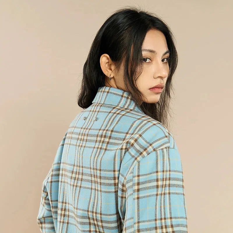 Collared Plaid Jacket Korean Street Fashion Jacket By Yad Crew Shop Online at OH Vault