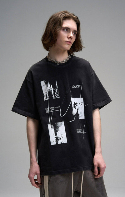 Washed Portrait T-Shirt Korean Street Fashion T-Shirt By Lost CTRL Shop Online at OH Vault