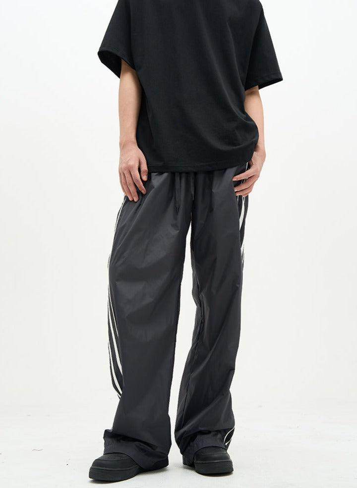 77Flight Drawstring Waist Side Striped Pants Korean Street Fashion Pants By 77Flight Shop Online at OH Vault