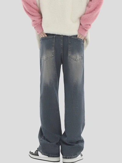 Whiskers Emphasis Regular Jeans Korean Street Fashion Jeans By INS Korea Shop Online at OH Vault