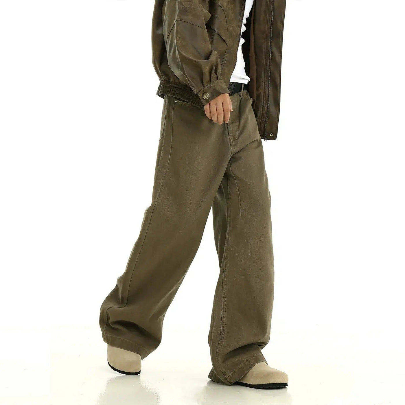 Faded Zip Fly Straight Leg Pants Korean Street Fashion Pants By MEBXX Shop Online at OH Vault