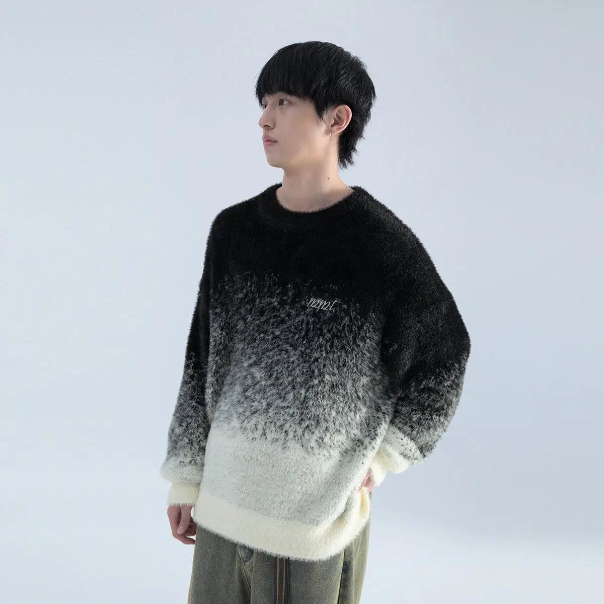 Gradient Effect Fuzzy Sweater Korean Street Fashion Sweater By Mentmate Shop Online at OH Vault