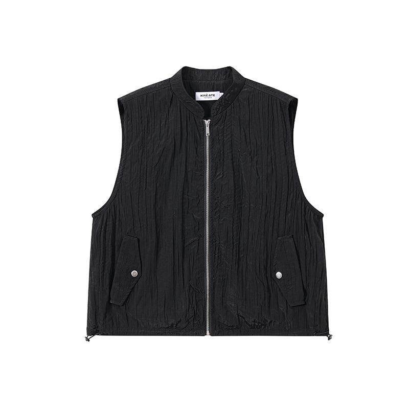Drawstring Hem Pleated Texture Vest Korean Street Fashion Vest By Kreate Shop Online at OH Vault