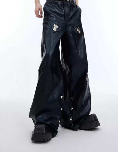 Metal Accent PU Leather Pants Korean Street Fashion Pants By Argue Culture Shop Online at OH Vault