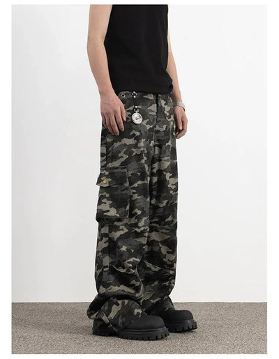 Low Rise Camo Print Cargo Pants Korean Street Fashion Pants By A PUEE Shop Online at OH Vault