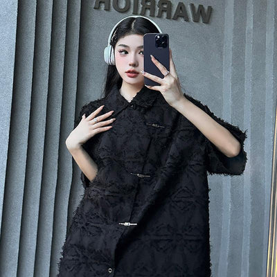 Tassel Textured Pin Button Shirt Korean Street Fashion Shirt By Made Extreme Shop Online at OH Vault