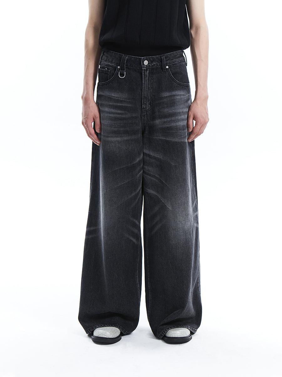 Terra Incognita Whisker Emphasis Wide Cut Jeans Korean Street Fashion Jeans By Terra Incognita Shop Online at OH Vault