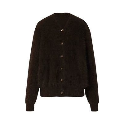 Faux Fur Buttoned Sweater Korean Street Fashion Sweater By Funky Fun Shop Online at OH Vault