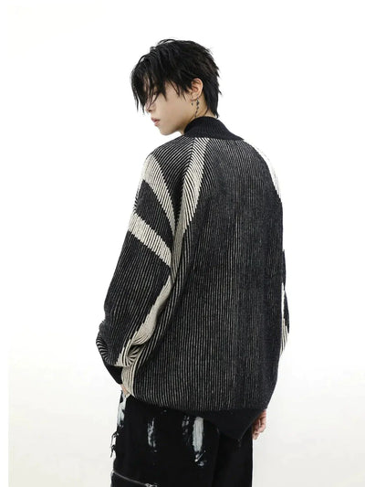 Contrast Zippered Ribbed Knit Cardigan Korean Street Fashion Cardigan By Mr Nearly Shop Online at OH Vault