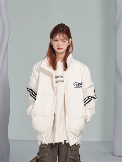 Striped Sleeve Puffer Jacket Korean Street Fashion Jacket By Jump Next Shop Online at OH Vault