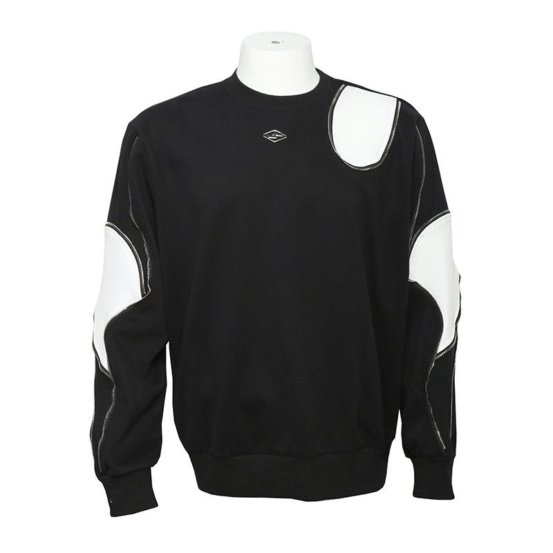 Poikilotherm Color Contrast Zip Detail Crewneck Korean Street Fashion Crewneck By Poikilotherm Shop Online at OH Vault