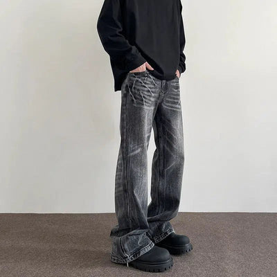 Washed Lightning Pattern Jeans Korean Street Fashion Jeans By A PUEE Shop Online at OH Vault