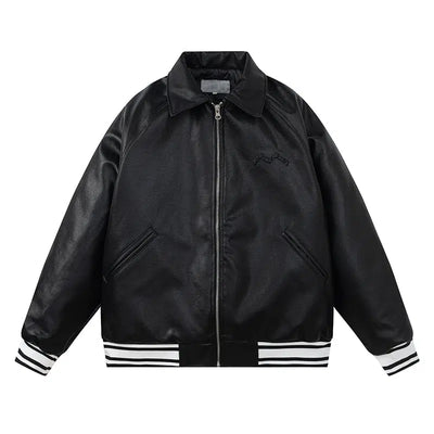 Lines Detail Faux Leather Jacket Korean Street Fashion Jacket By Mr Nearly Shop Online at OH Vault