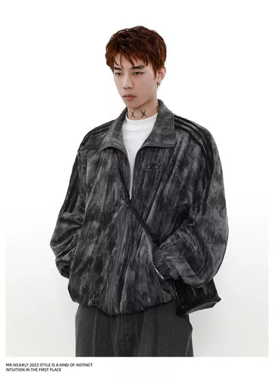 Tie-Dye Pattern Bar Stripes Jacket Korean Street Fashion Jacket By Mr Nearly Shop Online at OH Vault