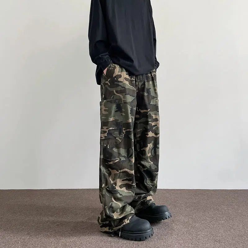 Side Pocket Camouflage Cargo Pants Korean Street Fashion Pants By A PUEE Shop Online at OH Vault