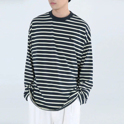 Striped Versatile Long Sleeve T-Shirt Korean Street Fashion T-Shirt By Mentmate Shop Online at OH Vault