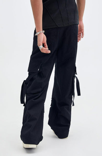 Made Extreme Buckle Strap Button Detailed Cargo Pants Korean Street Fashion Pants By Made Extreme Shop Online at OH Vault