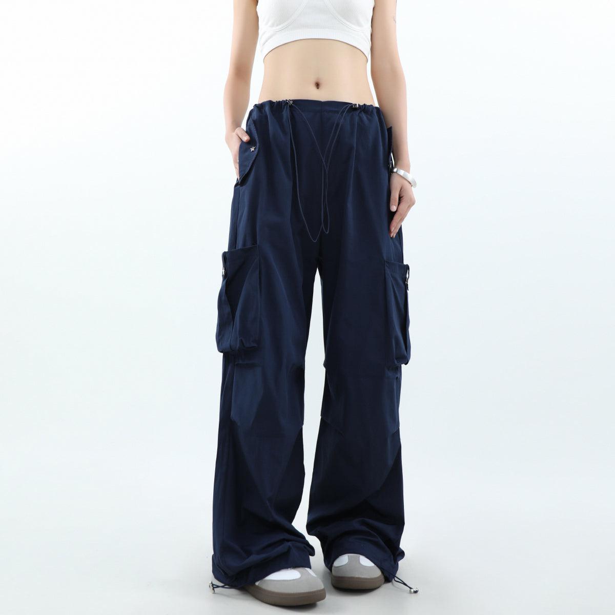Mr Nearly Star Buttoned Loose Cargo Pants Korean Street Fashion Pants By Mr Nearly Shop Online at OH Vault
